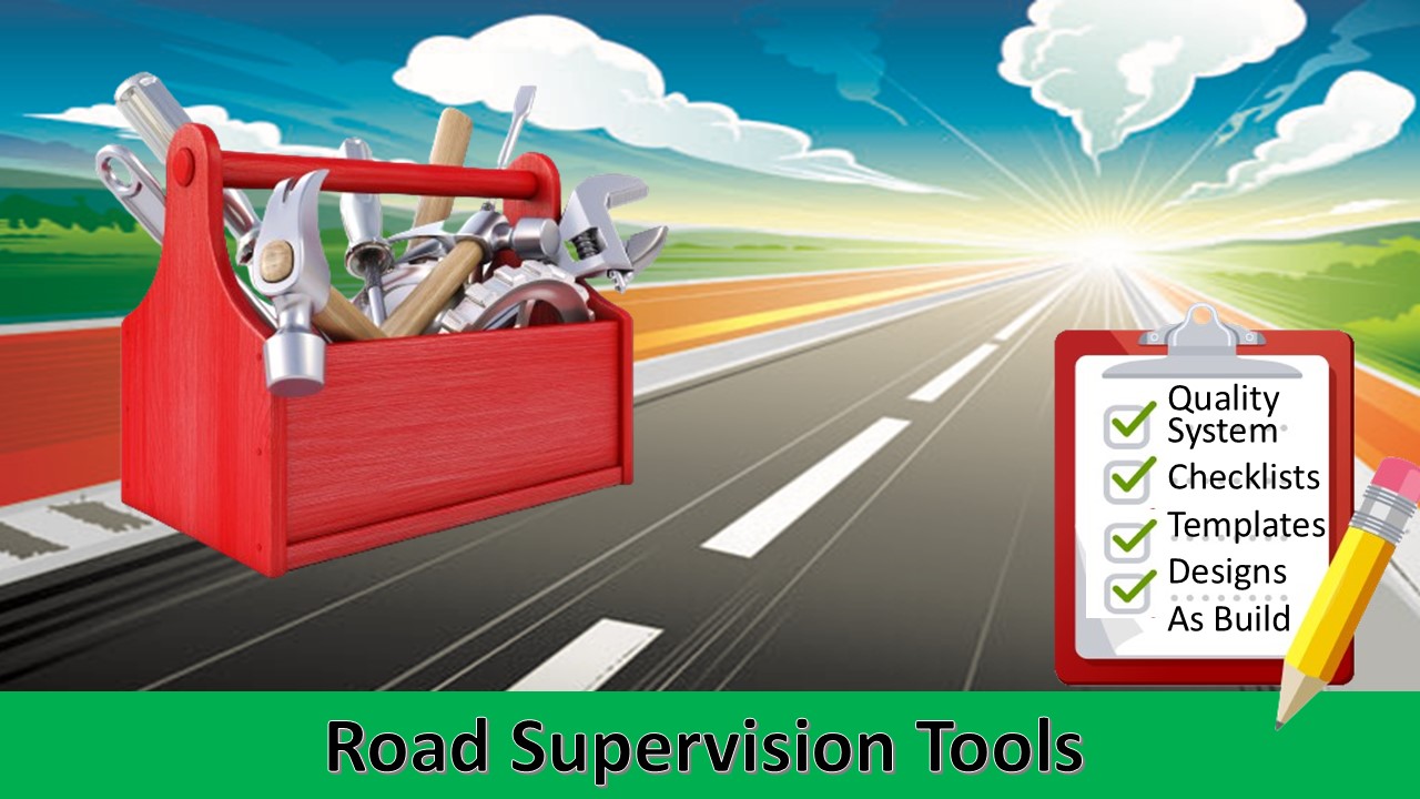 Toolbox on road with checklist in bottom right corner